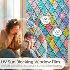 Windimiley Stained Glass Window Privacy Film:3D Rainbow Floral Decorative - Image 4