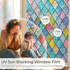 Windimiley Stained Glass Window Privacy Film:3D Rainbow Floral Decorative - Image 4