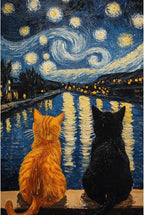 Cat Stamped Cross Stitch Kits for Adults, 11CT Needlepoint Starry Sky Counted by askkqtx