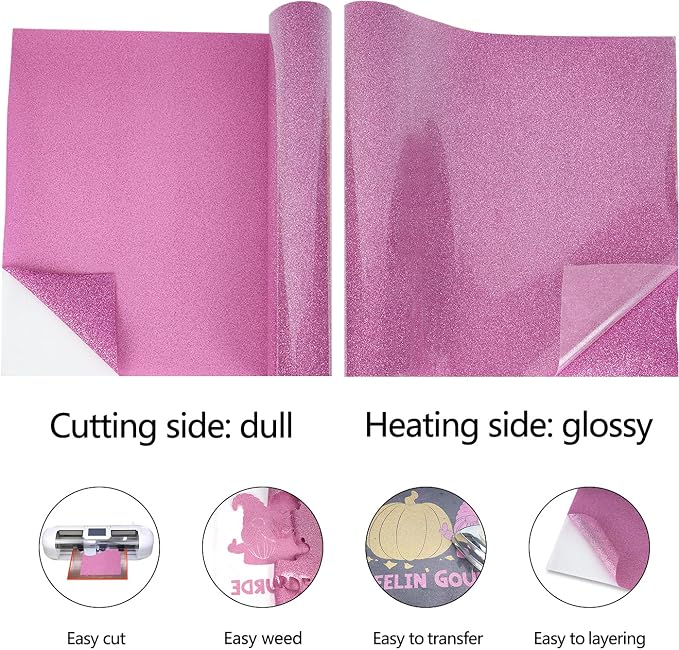 guangyintong Heat Transfer Vinyl Glitter Purple HTV Rolls, Glitter HTV Vinyl - Image 4
