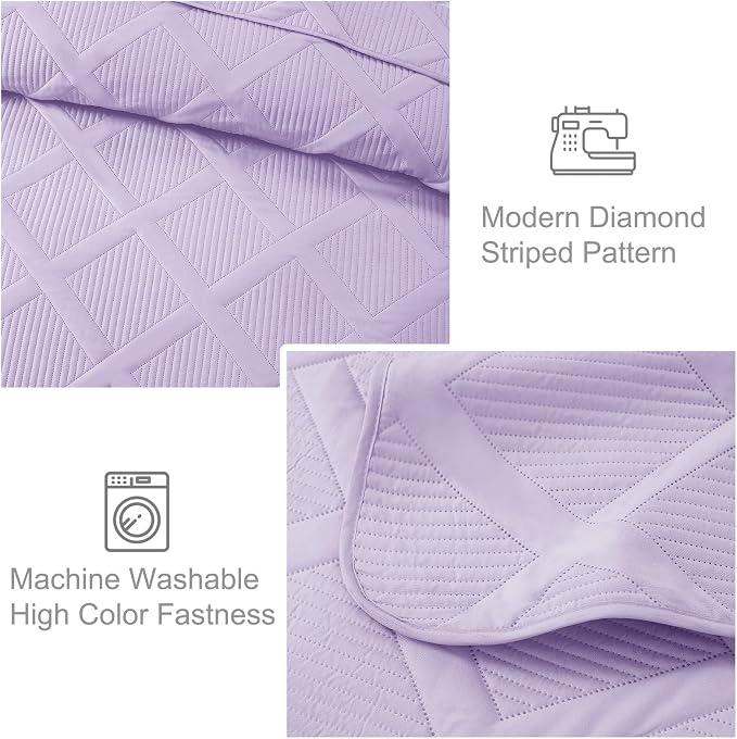 Exclusivo Mezcla Oversized King Quilt Set- Lilac Cal King Quilts Bedding Set - Image 5