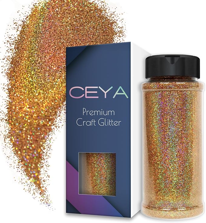 Ceya 3.8oz/ 110g Holographic Ultra Fine Glitter Powder Diamond Laser Gold by CEYA