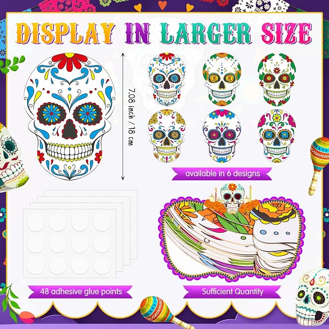 TaoBary 24 Pcs 7.09'' Sugar Skull Cutouts - Image 6