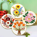 Zhenqing 4-Piece Floral Cross Stitch Kit - Image 2