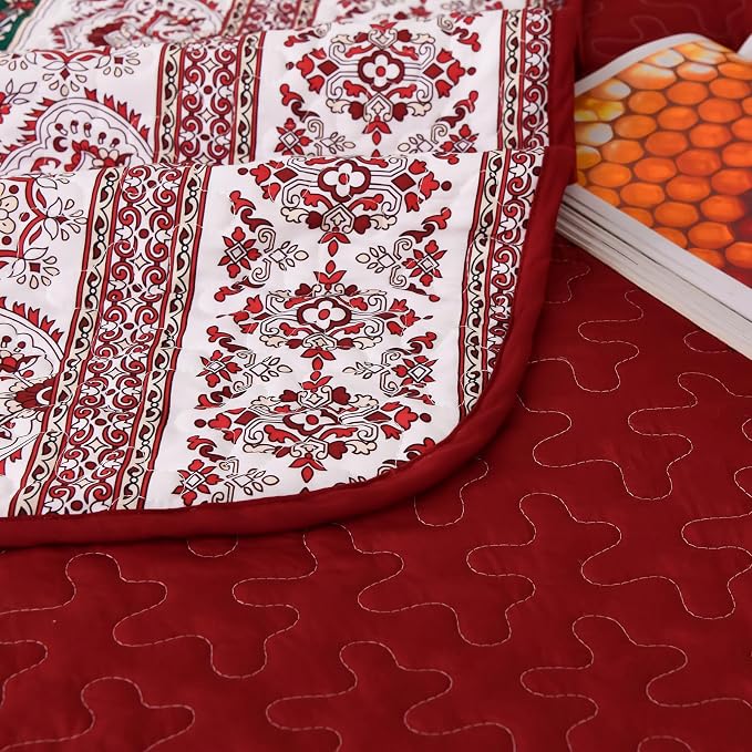 WONGS BEDDING Boho King Quilt Set, Lightweight Bed Decor Bedspread - Image 6