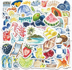 50 Pcs Watercolor Summer Beach Stickers, Tropical Ocean Fruit Sea Creature - Image 2