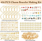 Flasoo 416 Pieces Gold Charm Bracelet Making Kit, Including Paperclip Chain - Image 2