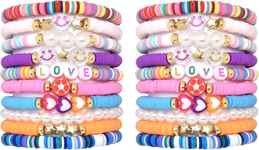 Friendship Bracelets for Girls, 10-Piece Cute Preppy Beaded Bracelet Set for by CHENSILAIYI