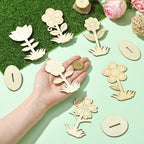 30 pcs 6 Styles Spring Flower Theme Unfinished Wooden Cutout Charms Cute Floral - Image 4