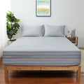 Full Size Striped Fitted Sheet Only Gray Color, 100% Egyptian Cotton 600 Thread by ShunjieHome