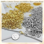 MKCYD 700Pcs Lobster Claw Clasps and Open Jump Rings Set, 14K Gold and Silver - Image 3