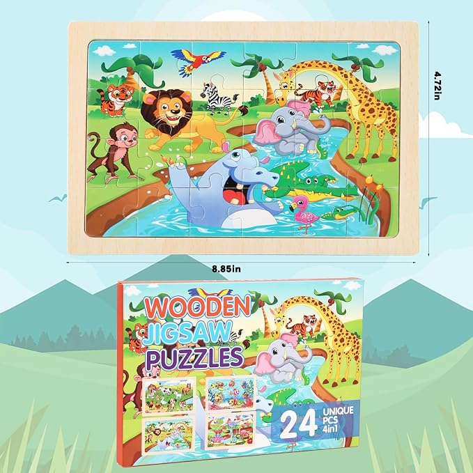 Puzzles for Kids Ages 4-6, 4 Packs 24 Piece Wooden Jigsaw Puzzle for Toddlers - Image 11