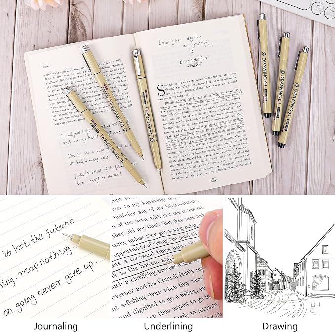 Muchcute Extra Fine Point Writing Pens:6 Black 0.25mm Ultra Thin Micron Pen 01 - Image 6