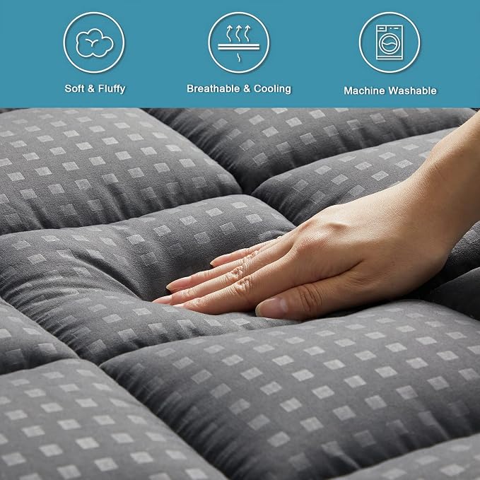 HYLEORY Queen Mattress Pad Quilted Fitted Mattress Protector Cooling Pillow Top - Image 4