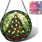 Christmas Tree Acrylic Suncatcher Faux Stained Glass Window Hanging 6.3" | by Unknown