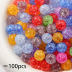 16mm Acrylic Beads Color Crackle Bead Round Loose Space Beads - Image 2