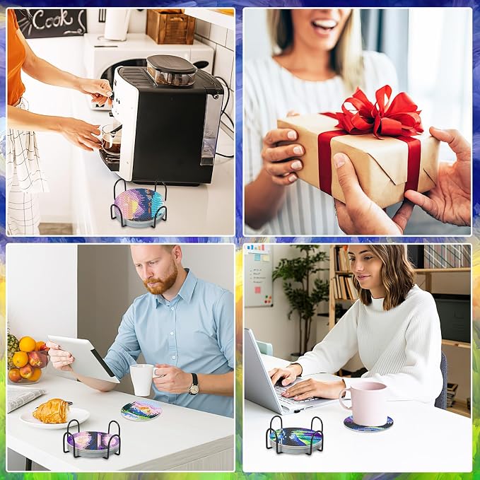 UPINS 8 Pcs Diamond Art Painting Coasters - Image 7