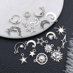 WOCRAFT 60pcs Antique Silver Sun Moon Star Bracelet Charms - Image 4