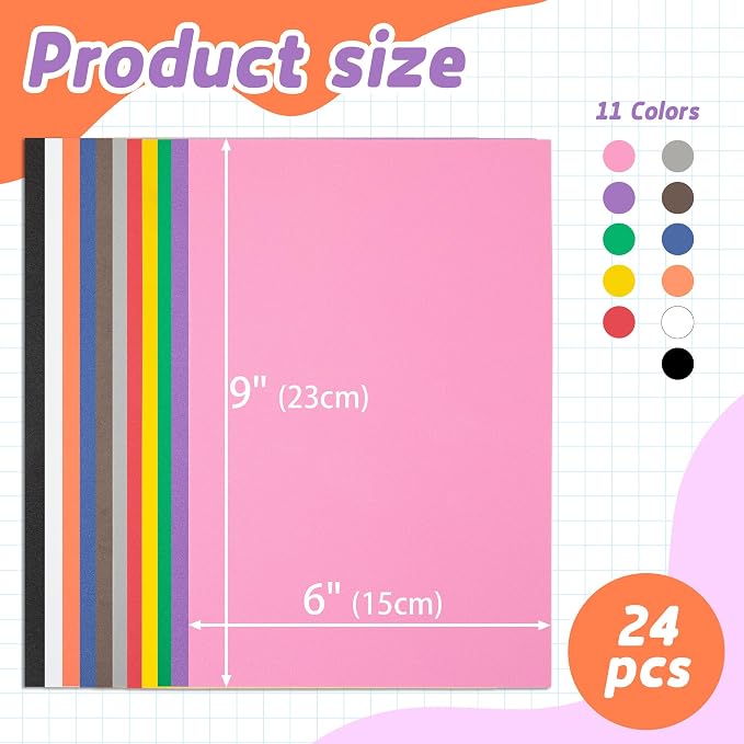 Funria 24Pcs 3mm Embroidery Foam 6" x 9" Puffy Foam - Image 3