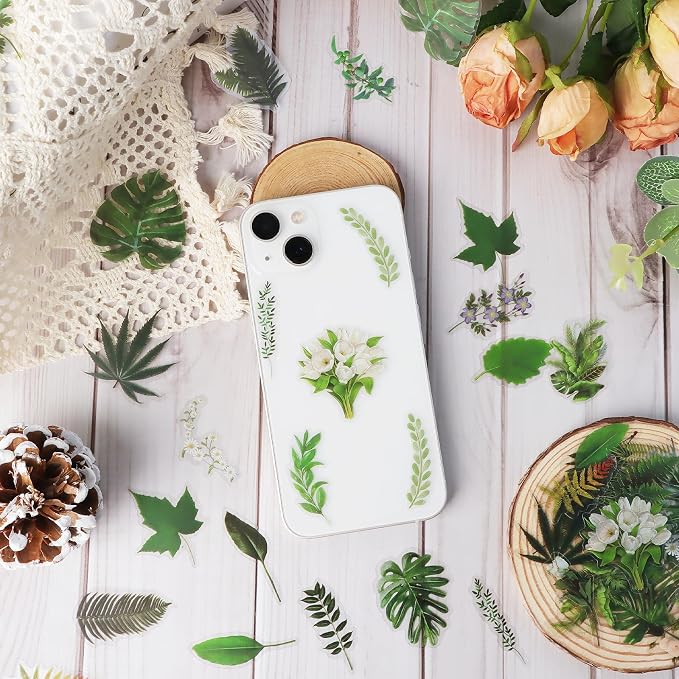 Imeepa 60Pcs Plants Stickers Transparent Scrapbooking Stickers | Waterproof - Image 6