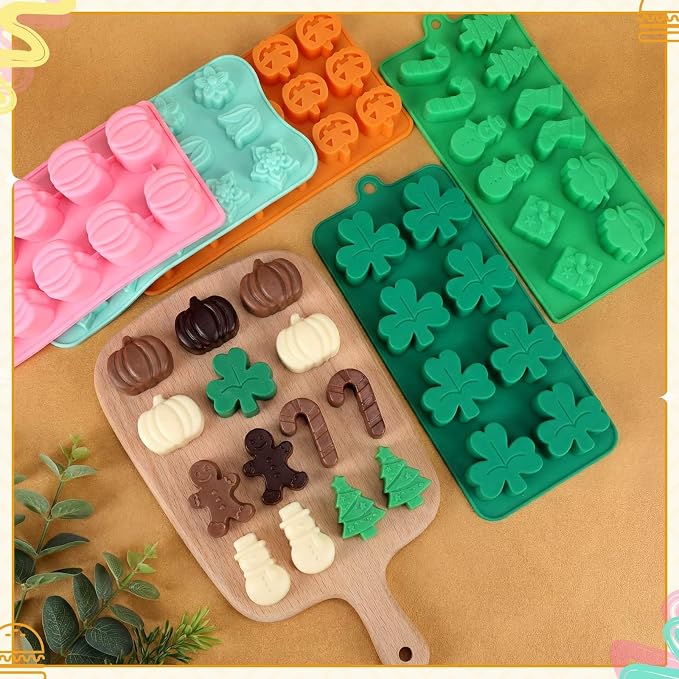 Lemonroad 12 Pcs Seasonal Silicone Mold Halloween Fall Christmas Candy Mold | - Image 4