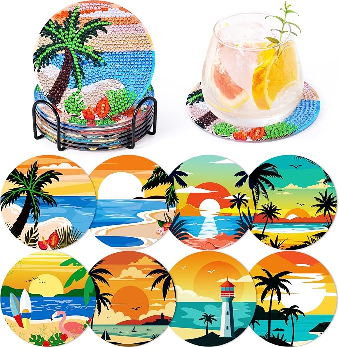 Beach Diamond Art Painting Coasters Kit by GOHDODD