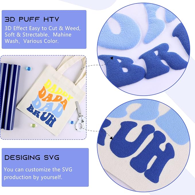 Tintnut Dark Blue Puff Heat Transfer Vinyl Roll, easy cut & weed, stretch - Image 5