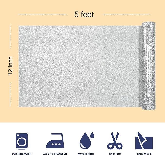 Glitter Puff Heat Transfer Vinyl, 12in X 5ft Iron on Vinyl | 3D Puff, Wash No - Image 2