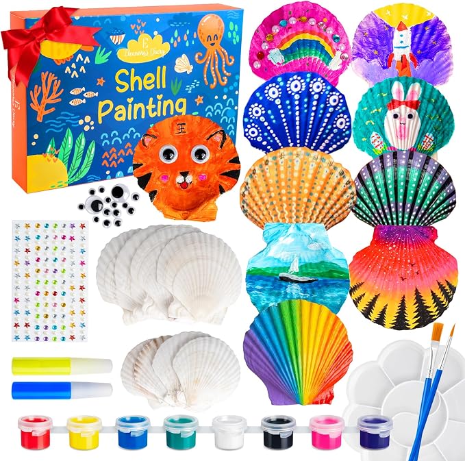 Eleanore's Diary Kids Sea Shell Painting Kit, Glow in The Darkness Painting by EleanoresDiary