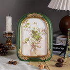 Cuspin Vintage 5x7 Picture Frame Green and Gold Frames, Ornate Arch Picture - Image 3