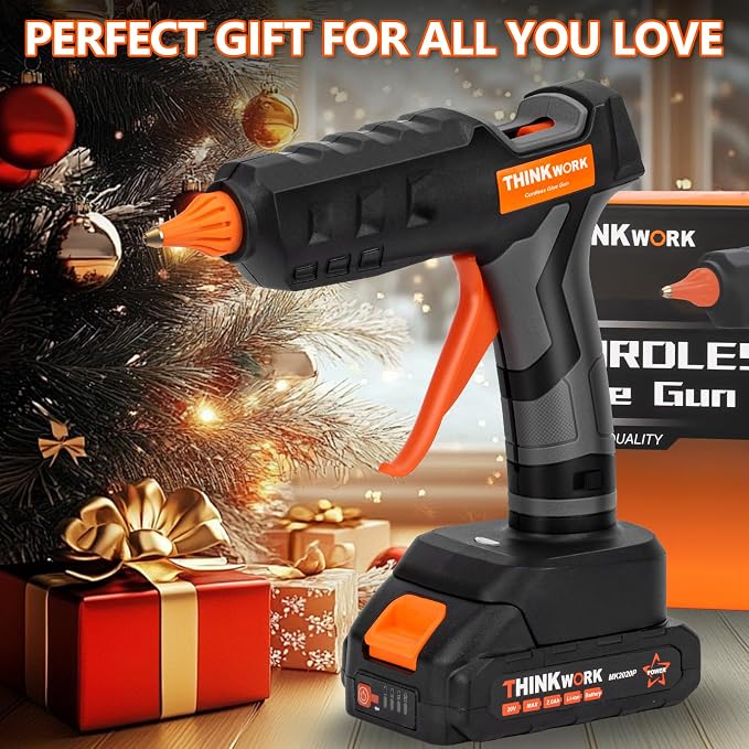 THINKWORK 20V Cordless Hot Glue Gun and Sticks Set, Rechargeable Glue Gun - Image 9