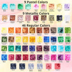 LET'S RESIN 64pcs Concentrated Alcohol Ink Set, 9 Pastel and 9 Metallic Vibrant - Image 2