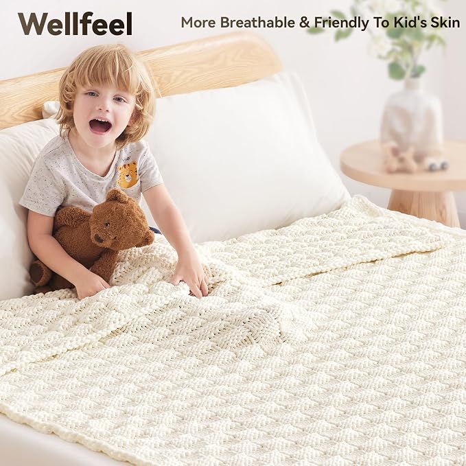 Knitted Weighted Blanket for Adult, No Beads Heavy Blanket 50” x 60'' 5lbs - Image 3