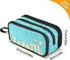 Teal Blue Ice Cream Print Pencil Case Box Boys Girls Large Pencil Pouch Zipper - Image 7