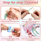 TOHONGADON 1812 Pcs Bead Keychain Making Kit, 7 Color Rainbow Beads Bag Charm - Image 4