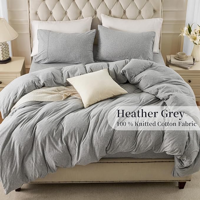 PURE ERA Jersey Knit Duvet Cover Set 100% T-Shirt Cotton Super Soft Comfy 2pc - Image 3