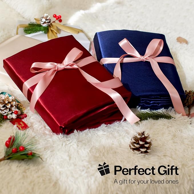 MR&HM Satin Bed Sheets, King Size Sheets Set - Image 7
