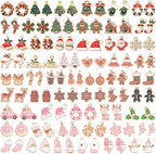 SANNIX 110Pcs/55 Pairs Christmas Charms, Holiday Enamel Charms Red Green Pink by SANNIX
