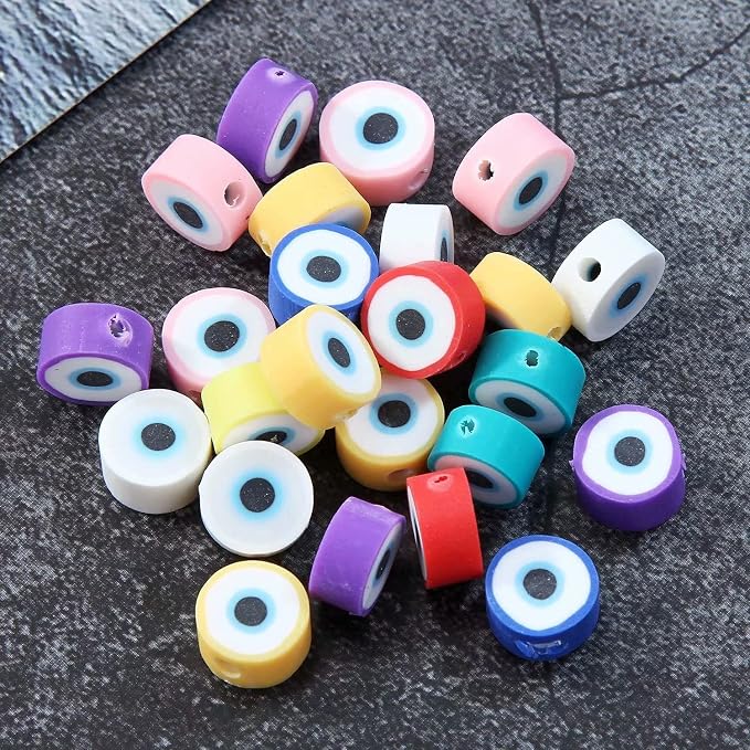 100pcs Colorful Evil Eye Polymer Clay 10mm Spacer Beads - Image 6