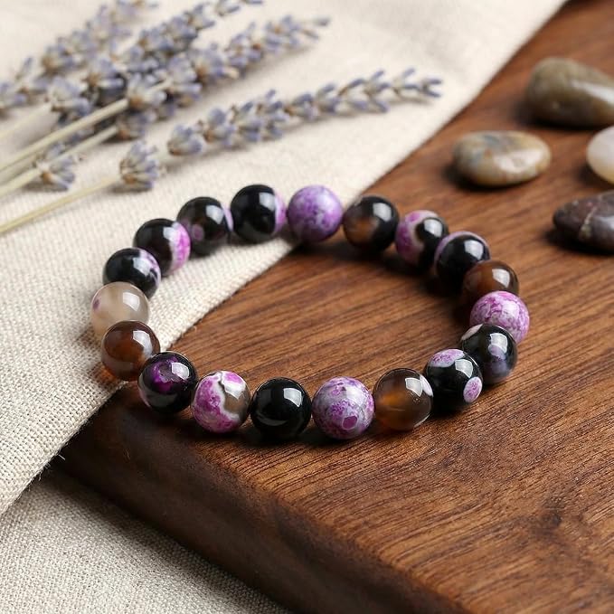 45pcs Round Loose Red&Coffee Fire Agate Beads - Image 4