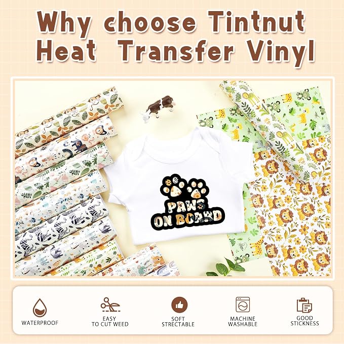 Tintnut Cute Animals Heat Transfer Vinyl, stretch washable, works - Image 3