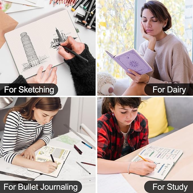 EMSHOI Dotted Journal Notebook, 320 Pages, A5 Size | Leather Hardcover - Image 7