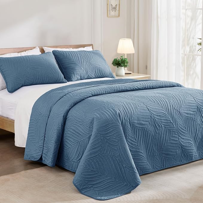 Exclusivo Mezcla Twin Quilt Bedding Set, Lightweight Bluish Grey Quilts Twin - Image 2