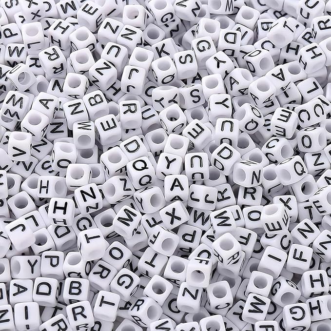 YMSDZHL Alphabet Beads A-Z 1200+Pcs Letter Beads, Acrylic 4x7mm Round Letter - Image 3