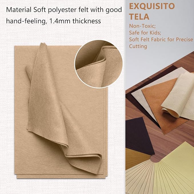 Soft Felt Sheets, 8x12 inches Assorted Craft Felt Fabric, 1.4mm Thick Felt - Image 3