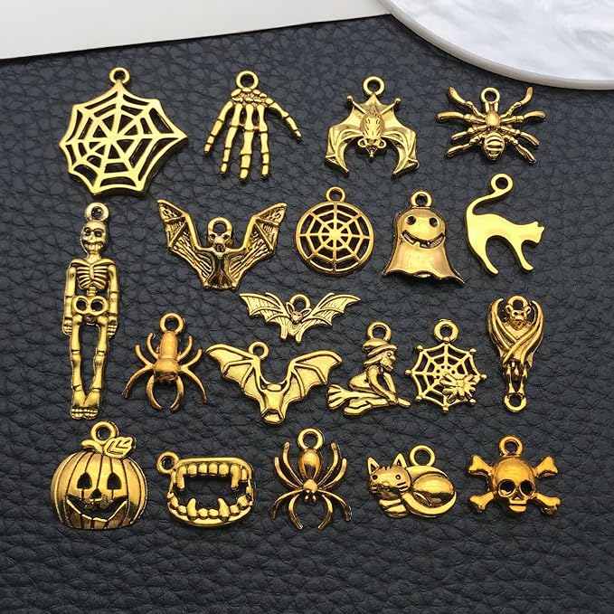 WOCRAFT 60pcs Antique Gold Halloween Bracelet Charms - Image 5