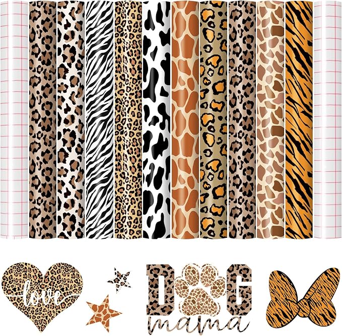 HTVRONT Leopard Permanent Vinyl 10 Pack Compatible by HTVRONT