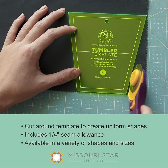 Acrylic Quilting Template, Half Hexagon | - Image 3