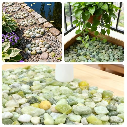 SIDONG 5 LB Jade Pebbles, 1.2-2Inch Natural Decorative Polished Jade Stones - Image 7