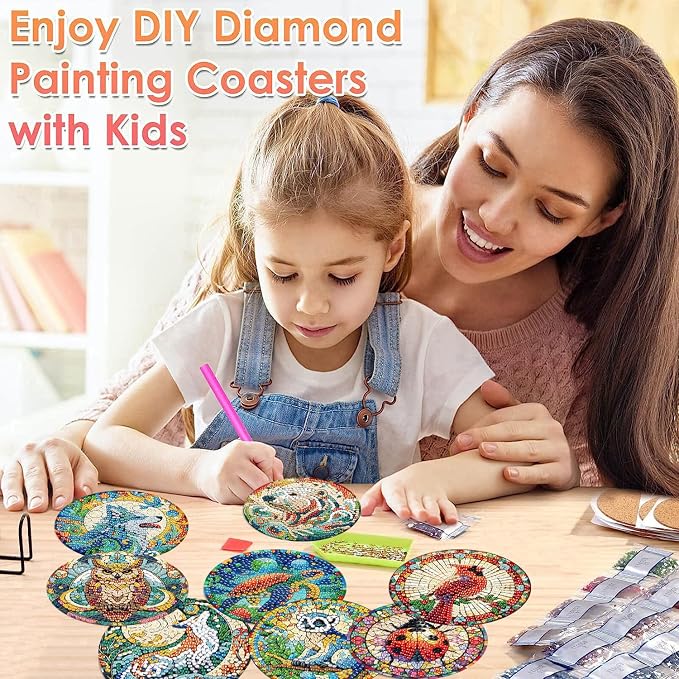 ijbnhd 8 PCS Animals Diamond Art Coasters Kit | Animals Diamond Painting - Image 5